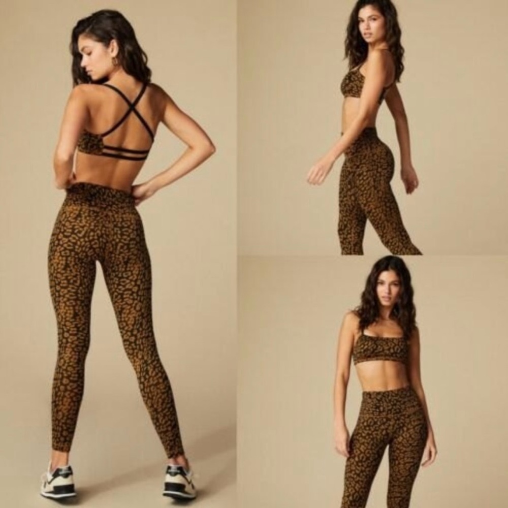 Tan Lines by Sivan Ayla Temescal Cyn Bronze Cheetah Leggings and Sports Bra SET